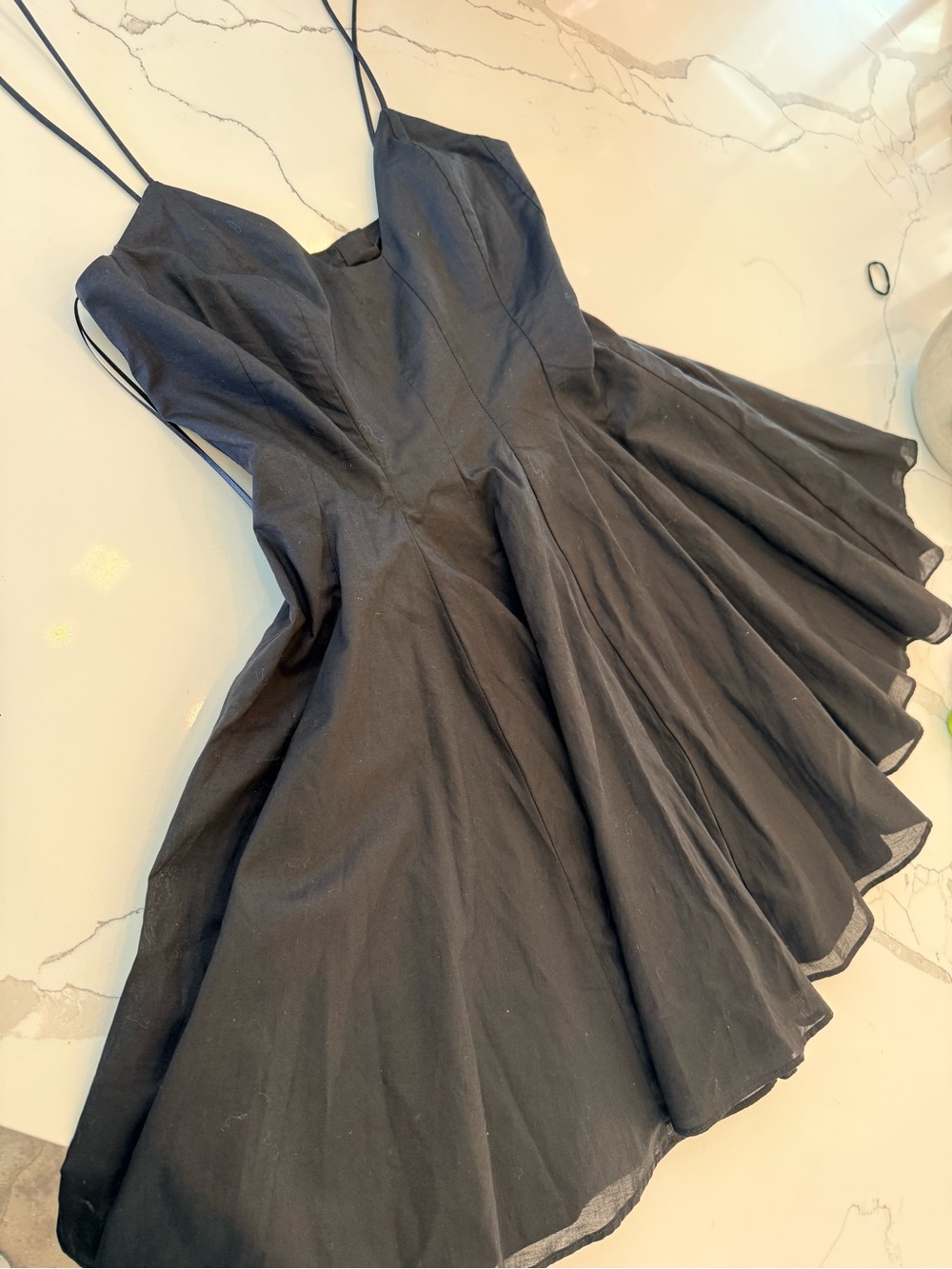 Zara Black Spaghetti-Strap Mini Fit-and-Flare Dress